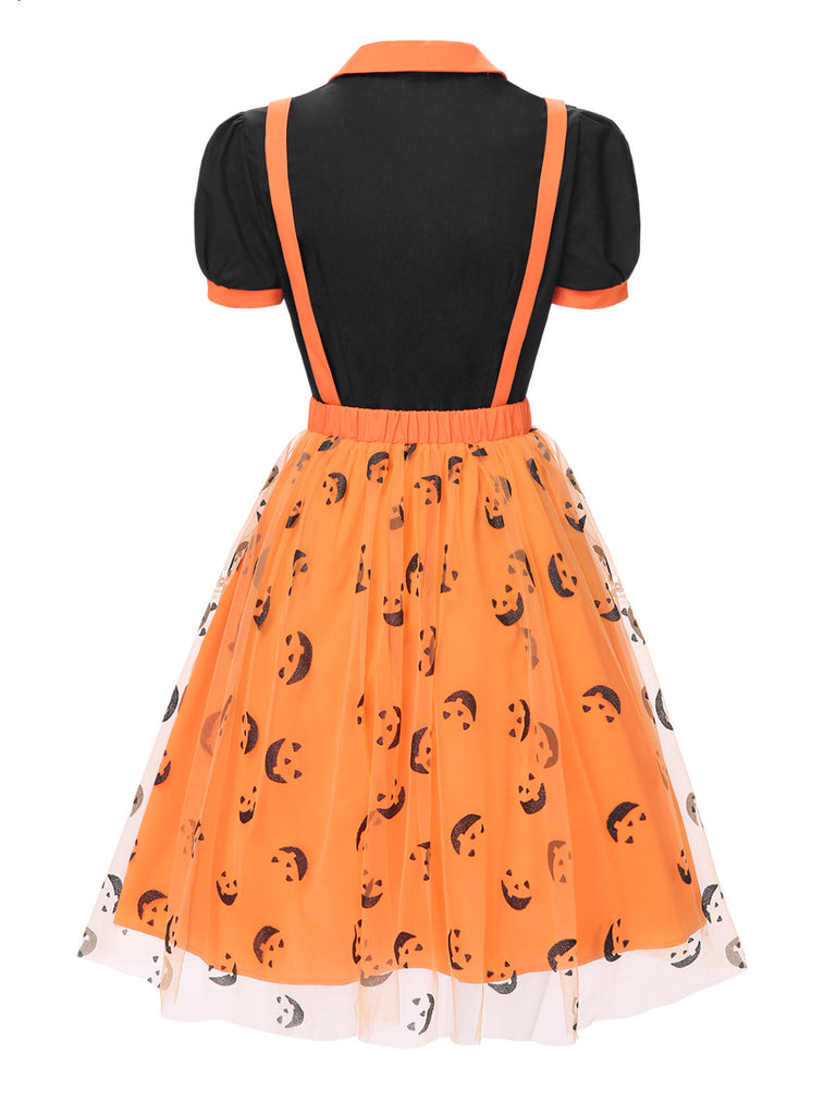 2PCS Camicetta colletto Peter Pan e gonna faccina sorridente Halloween anni '40