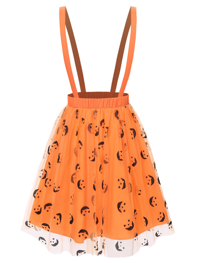 Gonna in rete con faccina sorridente Halloween arancione anni '40
