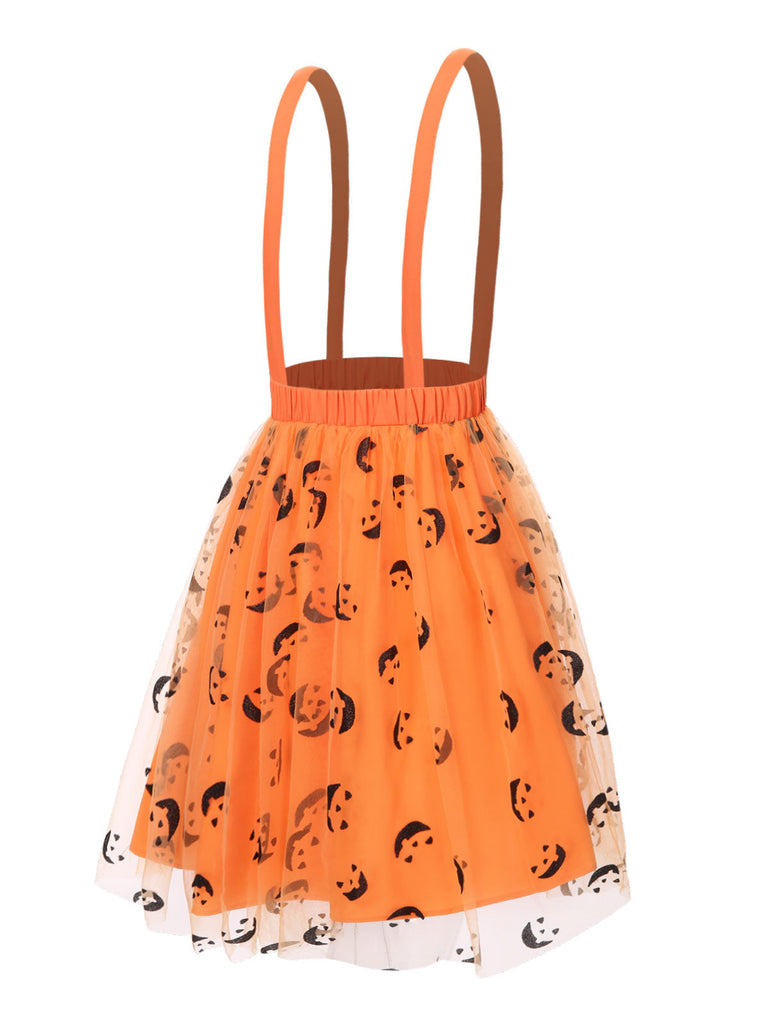 Gonna in rete con faccina sorridente Halloween arancione anni '40
