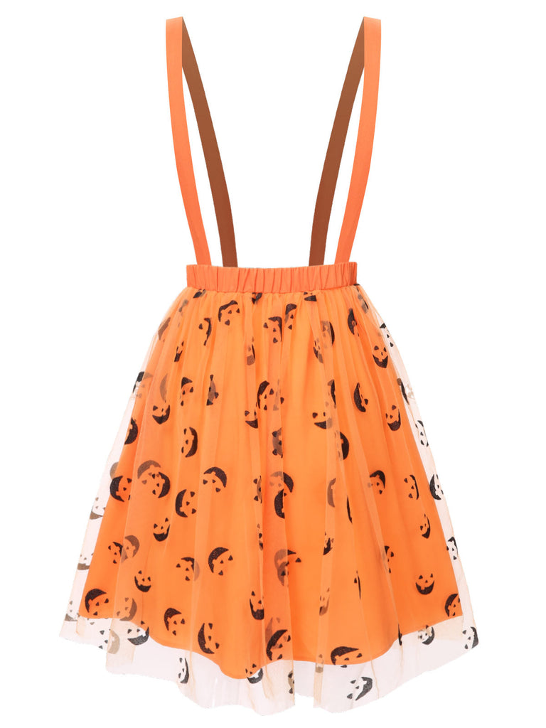 Gonna in rete con faccina sorridente Halloween arancione anni '40