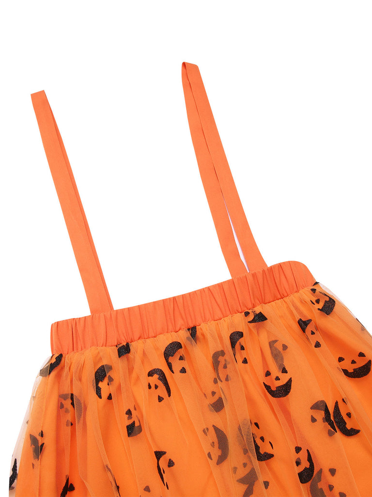 Gonna in rete con faccina sorridente Halloween arancione anni '40