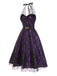 Abito in rete laser schiena scoperta viola anni '50