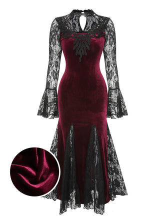 Abito a sirena in pizzo con maniche lunghe anni '30