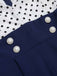 [Taglia Forti] Tuta lunga a pois patchwork blu scuro anni '30