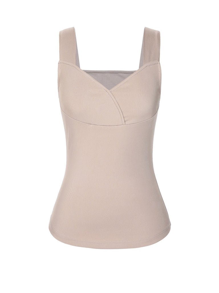 2PCS Top in maglia beige e gonna a quadri anni '50