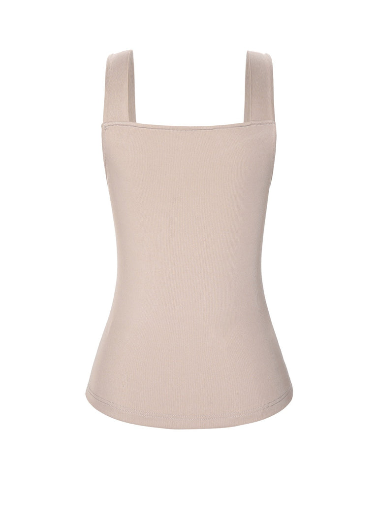 2PCS Top in maglia beige e gonna a quadri anni '50