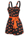 Tuta corta con faccia di zucca Halloween nero anni '50