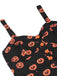 Tuta corta con faccia di zucca Halloween nero anni '50