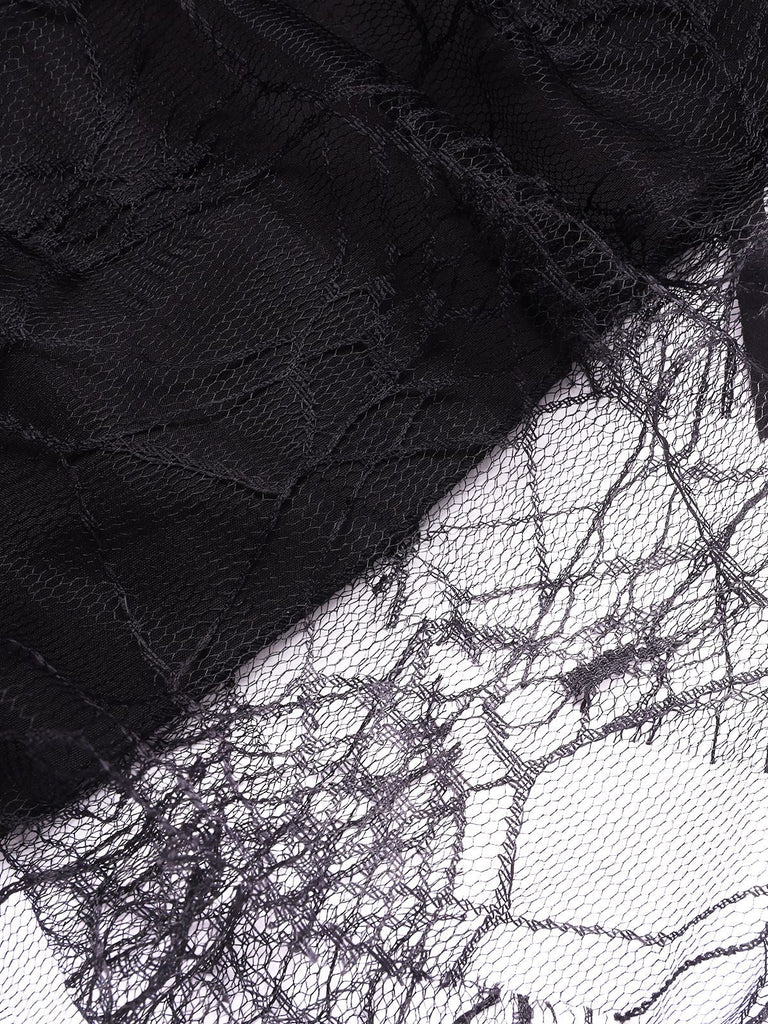 Gonna in pizzo con ragnatela Halloween nero anni '60