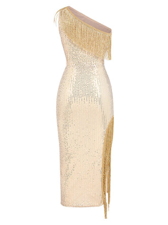 Abito colletto obliquo paillettes nappe oro anni '20