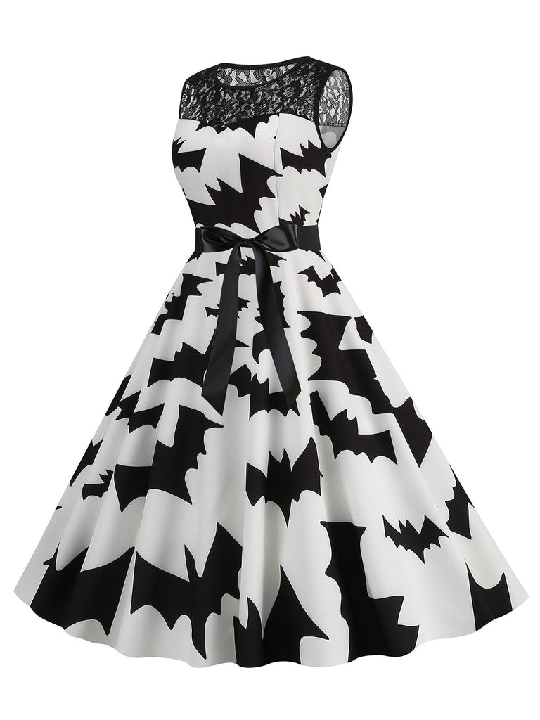 Abito senza maniche in pizzo patchwork di Halloween anni '50