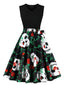 Abito a ruota con cintura patchwork di Halloween anni '50