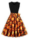 Abito a ruota con cintura patchwork di Halloween anni '50