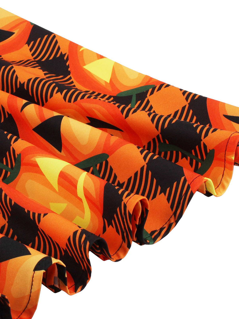 Abito a ruota con cintura patchwork di Halloween anni '50