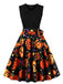 Abito a ruota con cintura patchwork di Halloween anni '50