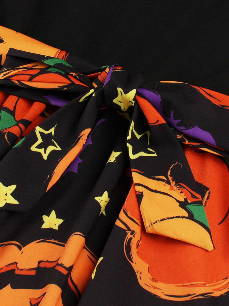 Abito a ruota con cintura patchwork di Halloween anni '50