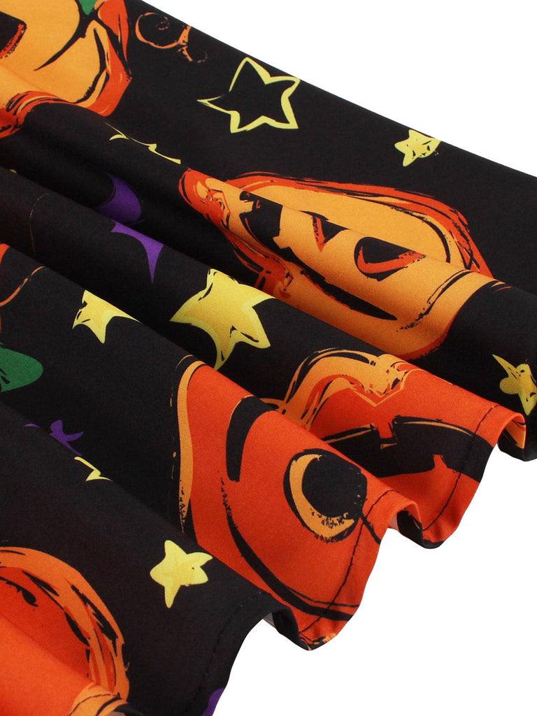 Abito a ruota con cintura patchwork di Halloween anni '50