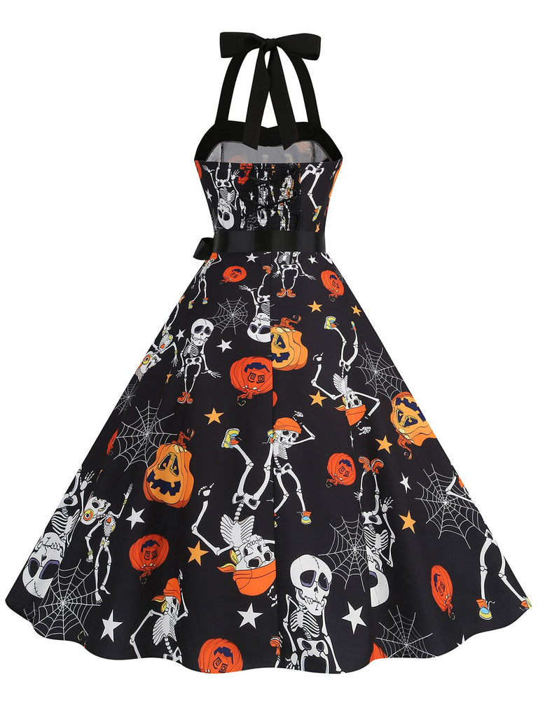 Abito con lacci e teschio di Halloween anni '50