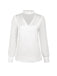 Blusa in raso con scollo tondo e maniche a sbuffo bianco anni '40