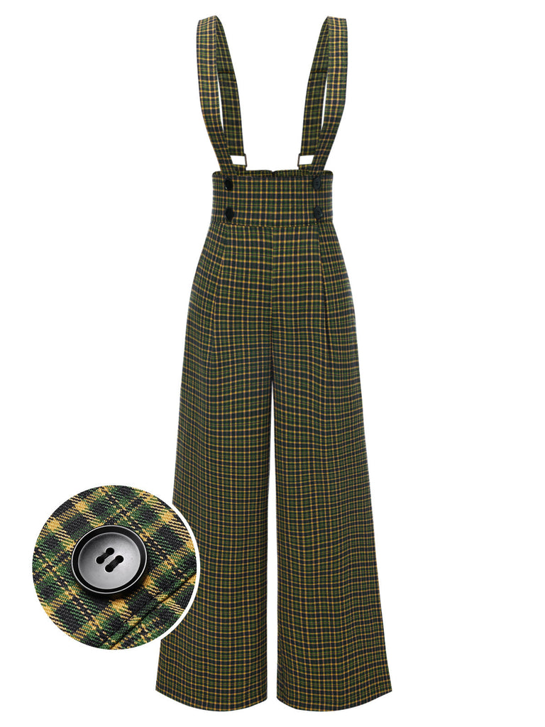 Pantaloni a quadri con bottoni grigio anni '40