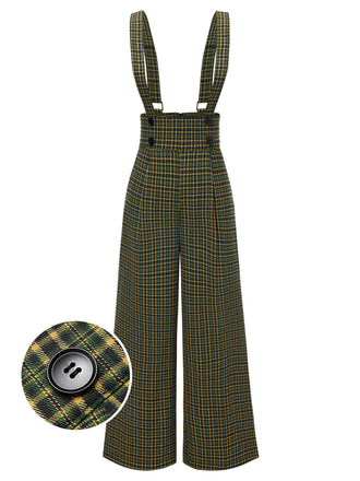 [Prevendita] Pantaloni a quadri con bottoni verde anni '40