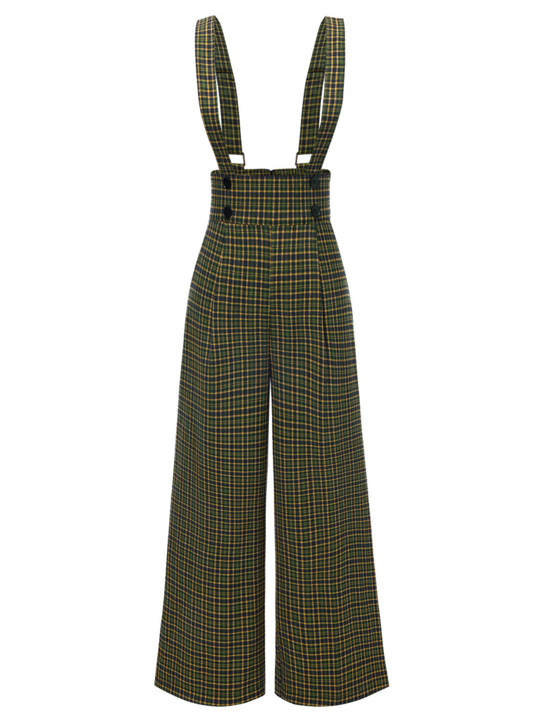 Pantaloni a quadri con bottoni grigio anni '40
