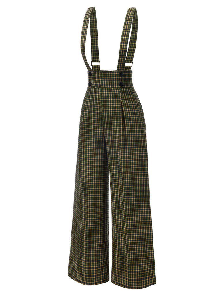 Pantaloni a quadri con bottoni grigio anni '40