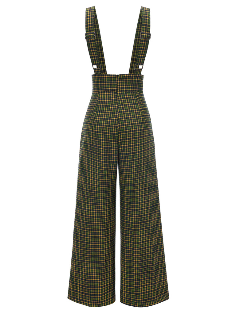 Pantaloni a quadri con bottoni grigio anni '40