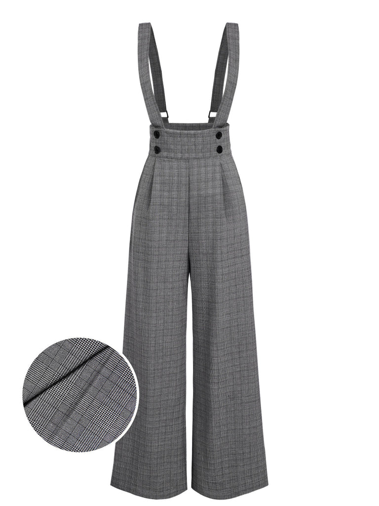 Pantaloni a quadri con bottoni grigio anni '40