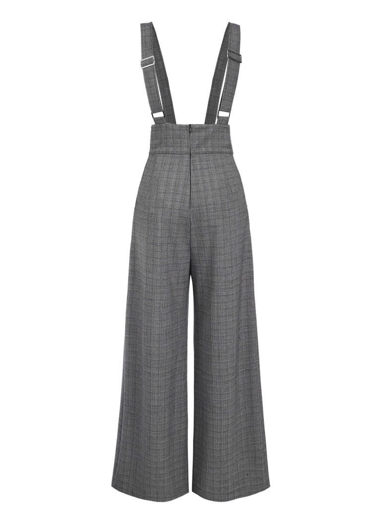 Pantaloni a quadri con bottoni grigio anni '40