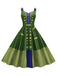Abito Halloween doppie spalline patchwork verde anni '50