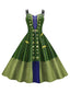 Abito Halloween doppie spalline patchwork verde anni '50