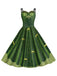 Abito Halloween doppie spalline patchwork verde anni '50