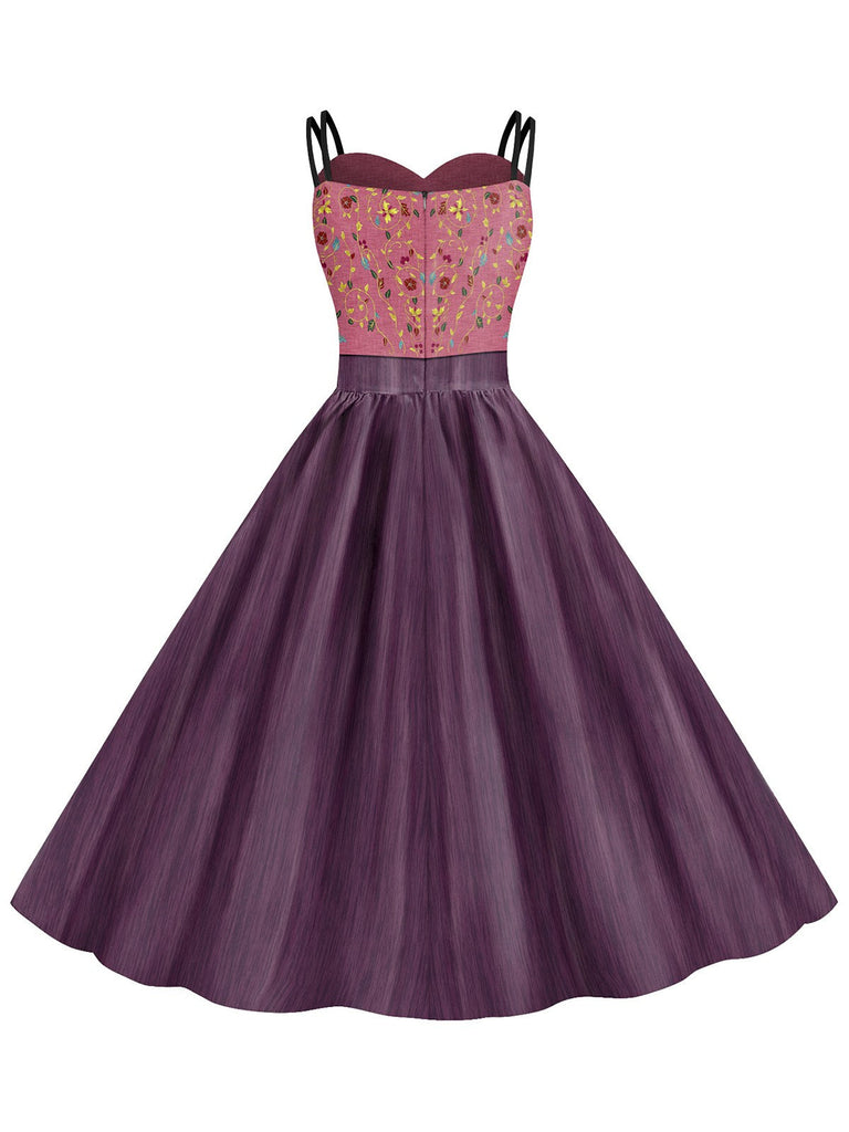Abito patchwork con doppie spalline di Halloween anni '50