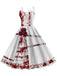 Abito macchie di sangue e rose con spalline Halloween anni '50