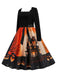 Abito patchwork a maniche lunghe di Halloween anni '50
