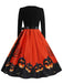 Abito patchwork a maniche lunghe di Halloween anni '50