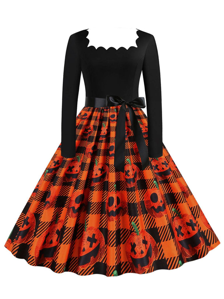 Abito patchwork a maniche lunghe di Halloween anni '50