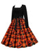 Abito patchwork a maniche lunghe di Halloween anni '50