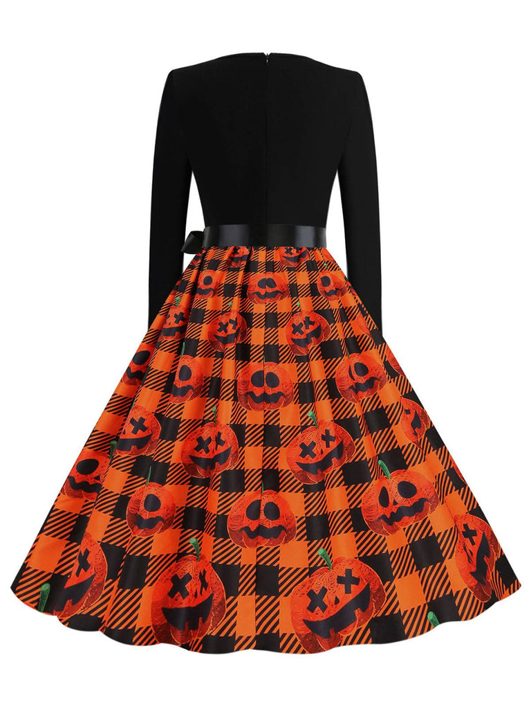 Abito patchwork a maniche lunghe di Halloween anni '50