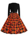 Abito patchwork a maniche lunghe di Halloween anni '50