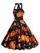 Abito a faccia di zucca scollo all'americana Halloween anni '50