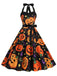 Abito a faccia di zucca scollo all'americana Halloween anni '50