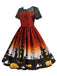 Abito a maniche corte in pizzo patchwork Halloween anni '50