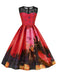 Abito senza maniche in pizzo patchwork Halloween anni '50