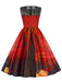 Abito senza maniche in pizzo patchwork Halloween anni '50