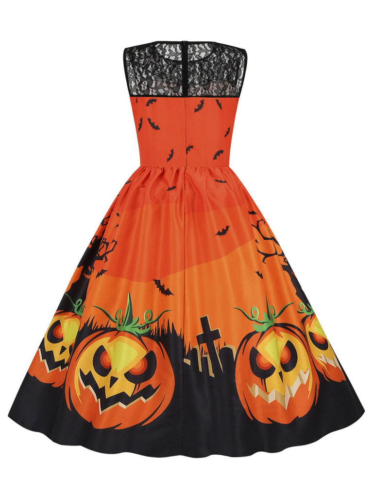 Abito senza maniche in pizzo patchwork Halloween anni '50