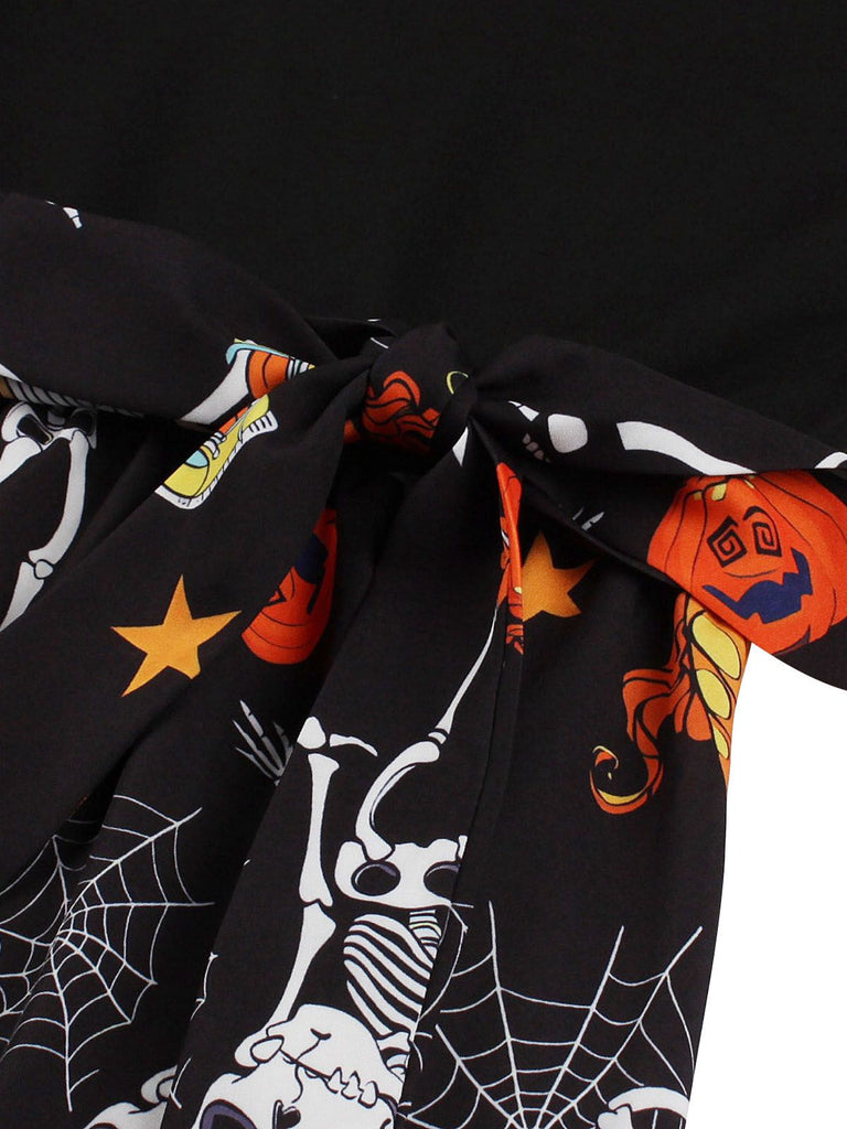 Abito patchwork senza maniche di Halloween anni '50