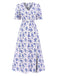 Abito midi boho floreale volant con scollo a V anni '40