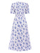 Abito midi boho floreale volant con scollo a V anni '40
